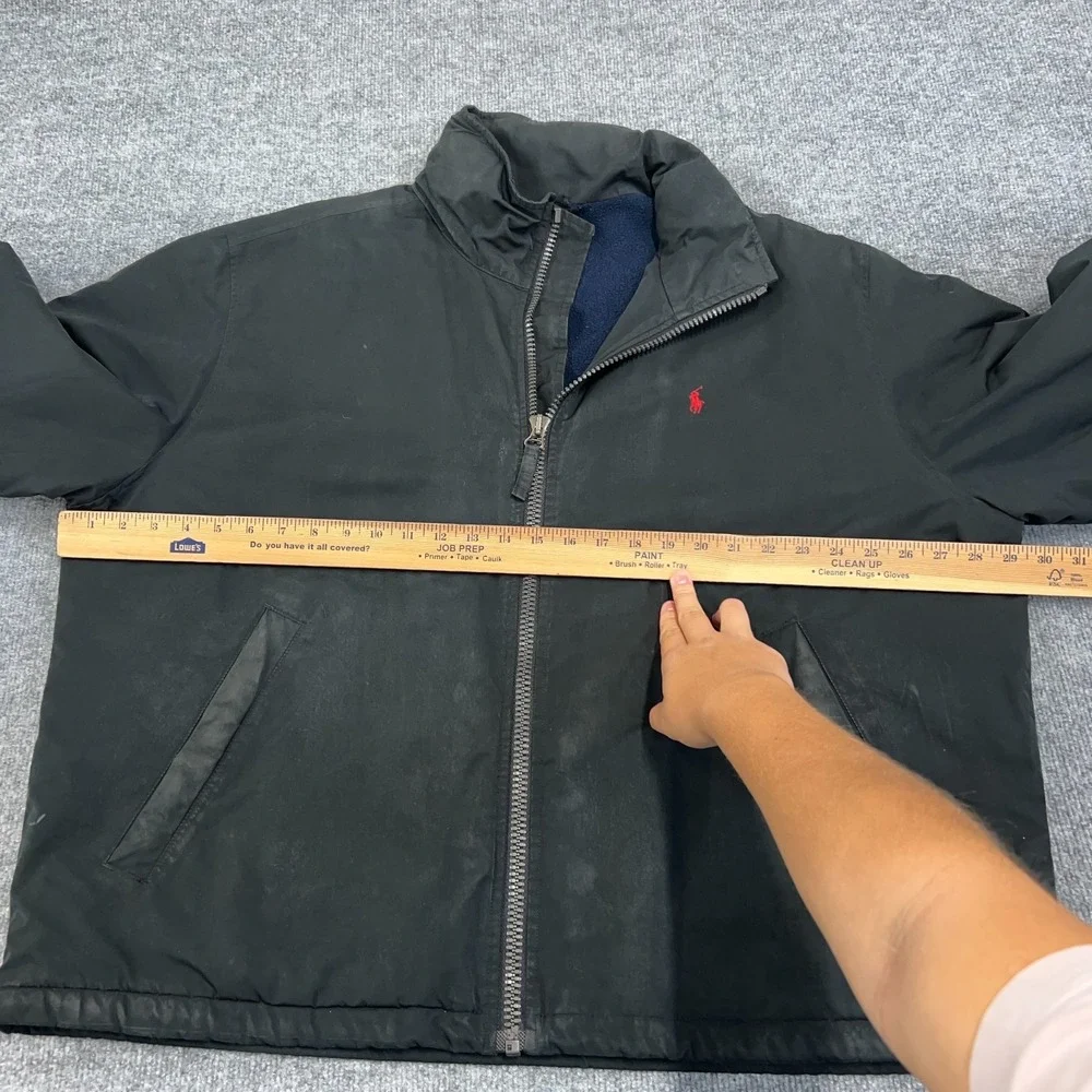 Vintage Polo Ralph‎ Lauren Mens 2XL Fleece Lined Windbreaker Packable Hood *READ